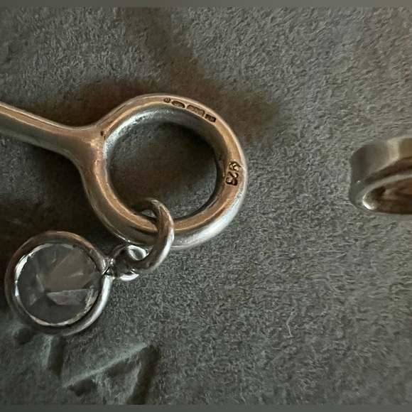 Sliver Bangle with cz dangle -not Pandora great everyday piece - Picture 4 of 4